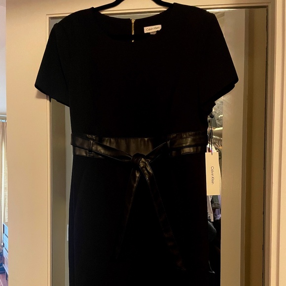 Calvin Klein Dresses & Skirts - Calvin Klein NWT Size 16 Black Dress with Faux Leather Trim